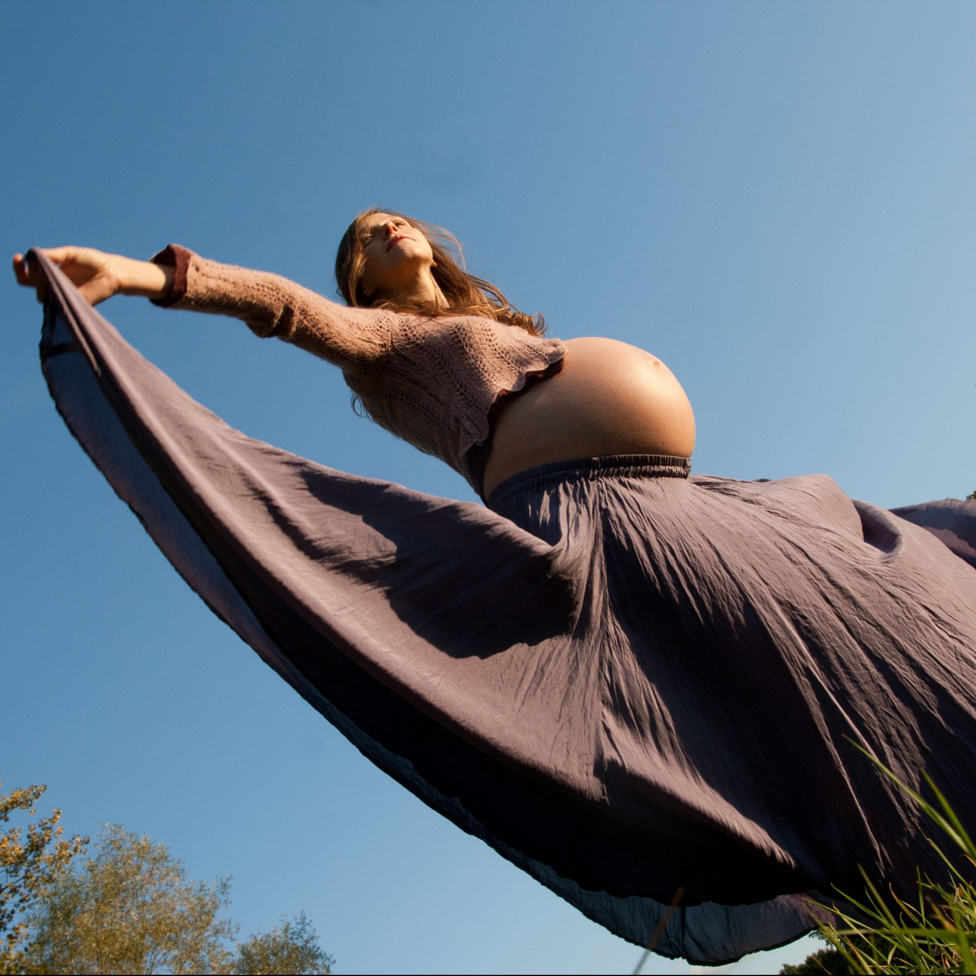 Standing pregnant